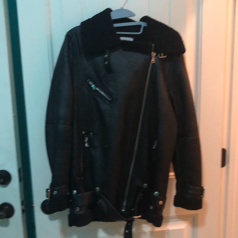 Women’s Faux Leather Bomber Jacket
